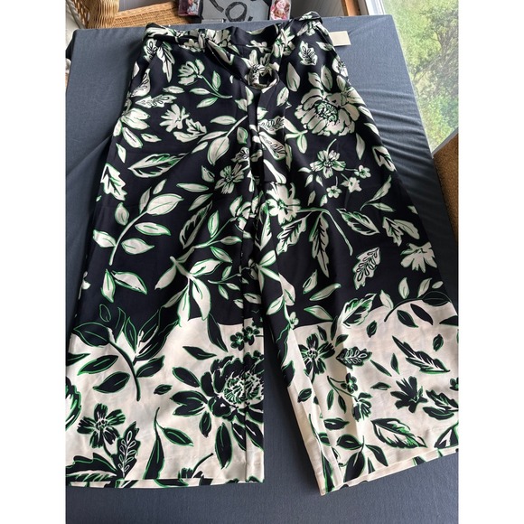 Eliane Rose Pants - Eliane Rose Floral Wide Leg Belted Pants Black Green White Size Med NWT
